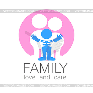 Family love care logo - color vector clipart