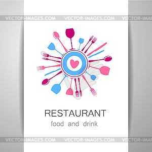 Love restaurant logo identity - vector clip art