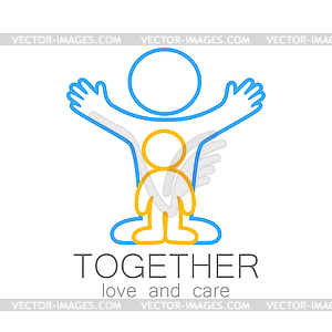 Вместе любовь ухода логотип - векторное изображение EPS