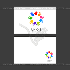 Union hands teamwork logo template - vector image