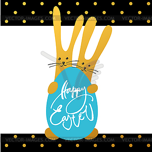 Two bunny happy easter - vector clipart