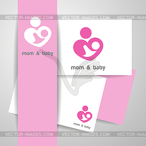 Mom and baby logo identity - vector clipart