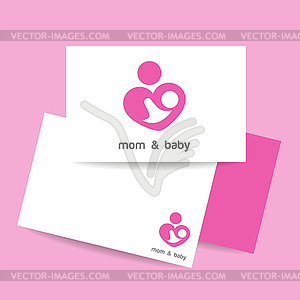 Mom and baby logo identity - color vector clipart