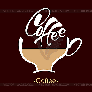 Coffee cup lettering template - vector clip art