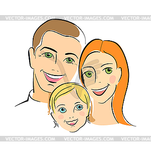 Счастливый семейный портрет - изображение в векторе / векторный клипарт