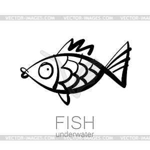 Fish underwater - vector clipart