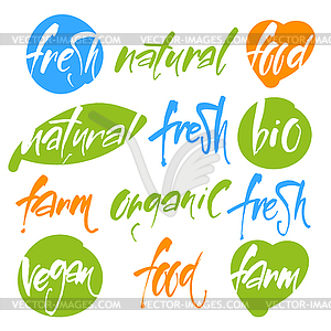 Fresh food vegan natural organic farm bio - vector clipart