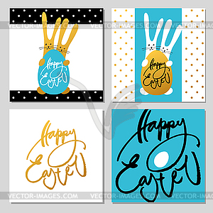 Happy easter cards set - color vector clipart