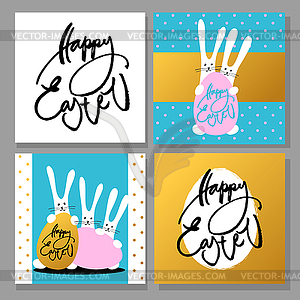 Набор счастливые пасхальные открытки - векторизованное изображение