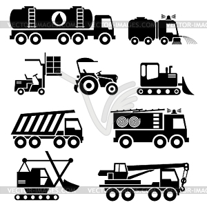 Special vehicles icons - vector clipart / vector image