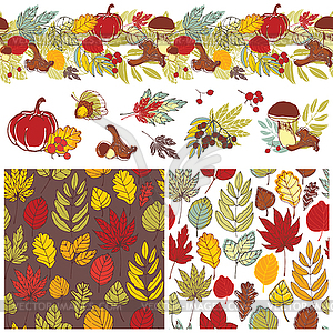 Autumn patterns and elements - vector image