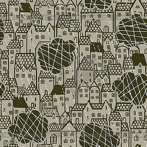 Rain over the city seamless pattern - vector clip art