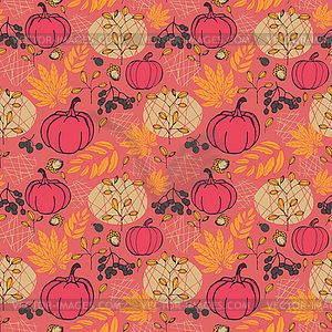 Seamless pattern with pumpkins - vector image