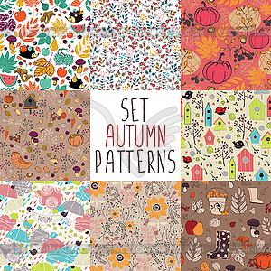 Set of autumn pattern - vector image