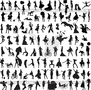 Set of silhouettes of women - vector clip art