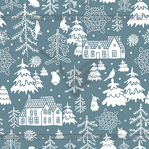 Winter seamless pattern - vector image