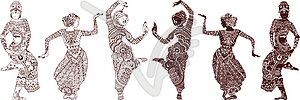 Indian dancers set - vector image