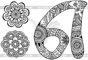 Letter A decorated in the style of mehndi - vector clipart