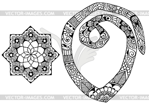 Letter O decorated in the style of mehndi - vector image