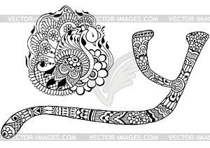 Letter Y decorated in the style of mehndi - white & black vector clipart