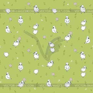 Sheep on the meadow - color vector clipart