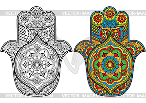 Hamsa decorated with patterns - vector clipart / vector image