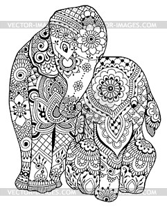 Elephant with ornament - vector clipart
