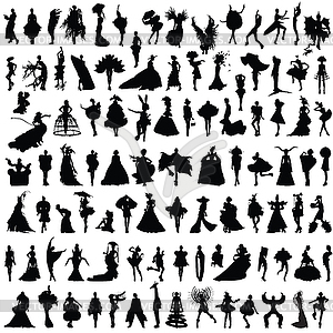 Set of female silhouettes - vector clipart