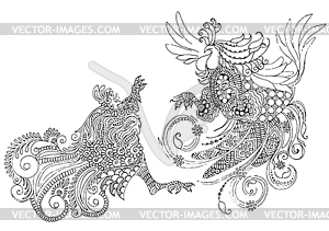 Two cocks in the style of mehendi - vector clipart