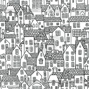 Seamless pattern with houses - vector clipart