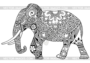 Elephant decorated with ornaments - royalty-free vector clipart