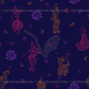 Background with Indian dancers - vector clipart