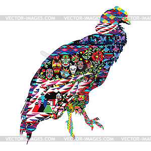 Condor bird with patterns - vector clip art