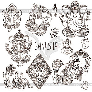 Ganesh in the mehendi style. - vector EPS clipart