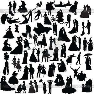 Set of wedding silhouettes - vector image