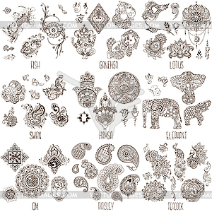 Oriental decorative symbols - vector clipart