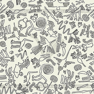 Seamless pattern with primitive patterns - vector clipart