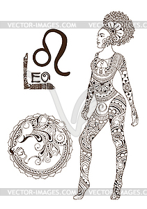 Stylized zodiac sign of Leo - vector image