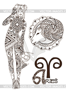 Stylized zodiac sign of Aries - vector image