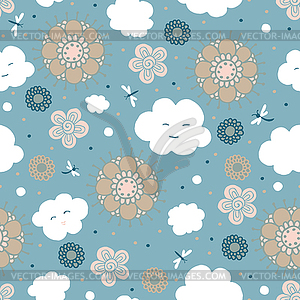 Seamless pattern with clouds - vector clipart / vector image