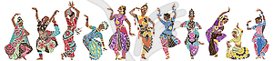 11 Indian dancers - vector image