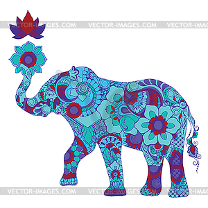 Elephant with lotus - vector clip art