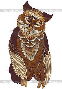 Decorated owl on white background - vector image
