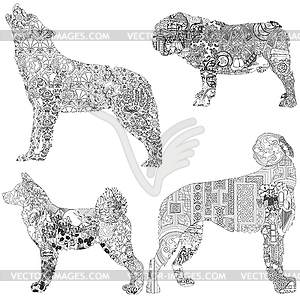 Ethnic decorated dogs - vector clipart