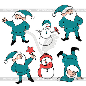 Santas helpers for design - vector clip art