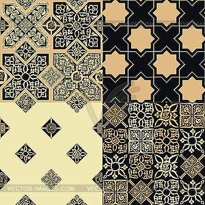 Set of patterns in the style of Persian tiles - vector clip art