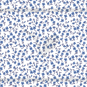 Seamless pattern with blue flowers - vector clip art