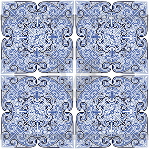 Seamless pattern in the form of decorative tiles  - vector clipart