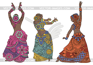 Indian dancers on white background - vector clipart