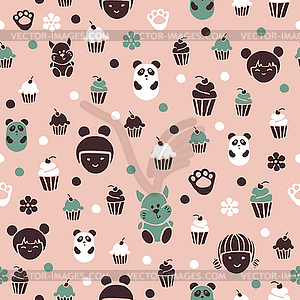 Seamless pattern with cakes. - vector clipart